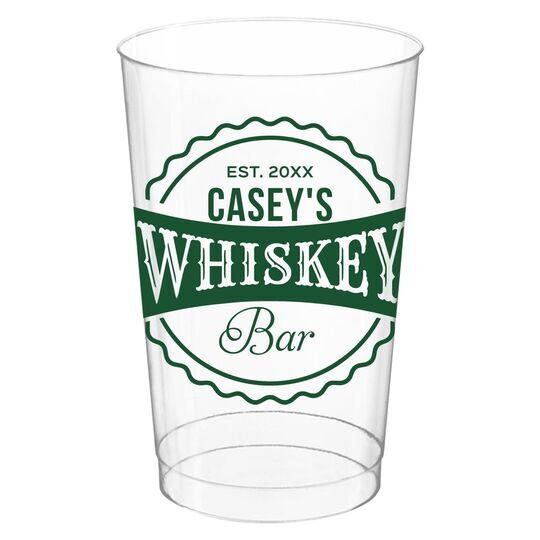 Whiskey Bar Label Clear Plastic Cups